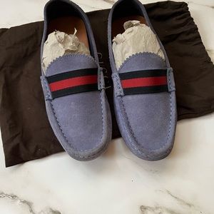 Women Gucci Horsebit Moccasins Loafers Shoes Size 36EU/ 6 US Blue/Red